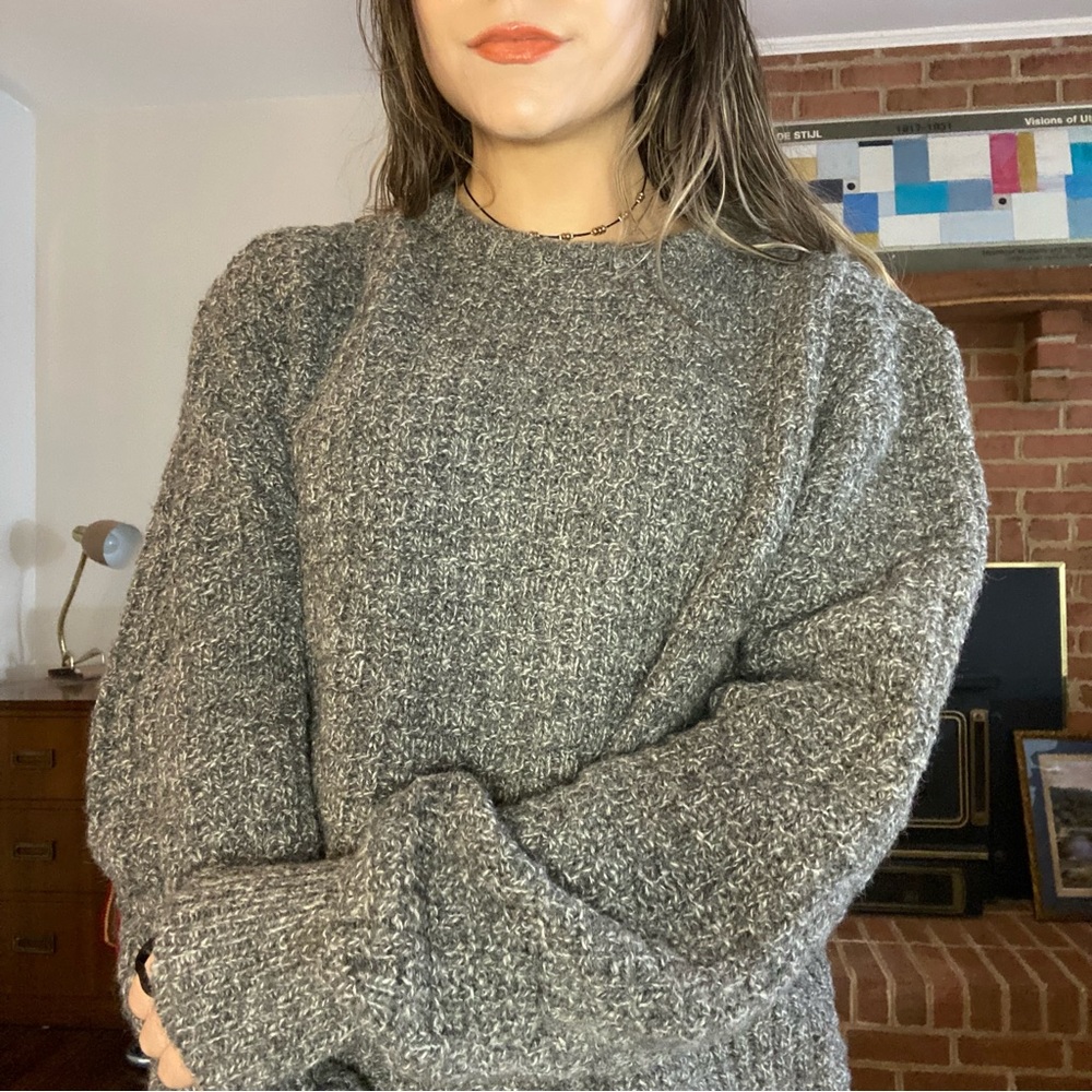 Vintage 90s Wool Blend Royal North Mills Fisherman Sweater Speckle Grid …